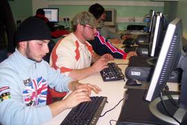 Migrant workers from Eastern Europe using the Centre's IT facilities.